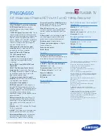 Preview for 2 page of Samsung PN50A650 - 50" Plasma TV Specifications