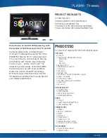 Preview for 1 page of Samsung PN60E550 Product Highlights