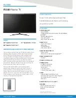 Предварительный просмотр 1 страницы Samsung PN64F5500 Specifications