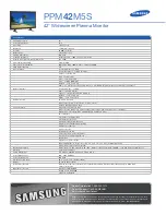 Preview for 2 page of Samsung PPM42M5S Specifications