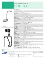 Предварительный просмотр 2 страницы Samsung SDP-760 Specifications
