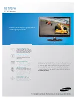 Preview for 1 page of Samsung SyncMaster P2770FH Specifications