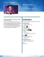 Preview for 1 page of Samsung UN26D4003 Specifications