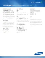 Preview for 2 page of Samsung UN26D4003 Specifications