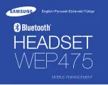 Предварительный просмотр 2 страницы Samsung WEP475 - Bluetooth Headset Manual