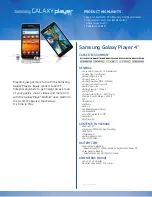 Samsung YP-G1CWY/XAA Specifications preview