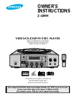 Samsung Z-10MM Owner'S Instructions Manual preview