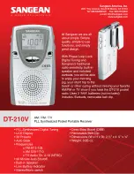 Sangean DT-210V Specification Sheet предпросмотр