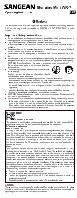 Preview for 1 page of Sangean Genuine Mini WR-7 User Manual