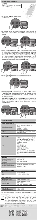 Предварительный просмотр 3 страницы Sangean REVERY R4 User Manual