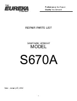 Sanitaire S670A Repair Parts List Manual предпросмотр