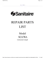 Preview for 1 page of Sanitaire SC678A Repair Parts List Manual