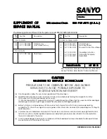 Preview for 1 page of Sanyo 437 450 30 Supplement Of Service Manual