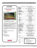 Предварительный просмотр 1 страницы Sanyo CE42SR2 Specifications