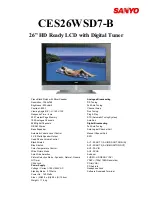 Предварительный просмотр 1 страницы Sanyo CES26WSD7-B Specification Sheet