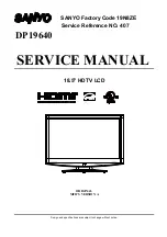 Preview for 1 page of Sanyo DP19640 - 18.5" Diagonal LCD HDTV 720p Service Manual