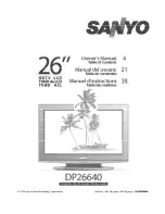 Sanyo DP26640 - 26" Diagonal LCD HDTV 720p Owner'S Manual preview