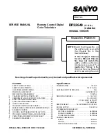 Sanyo DP26640 - 26" Diagonal LCD HDTV 720p Service Manual preview