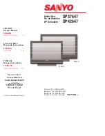 Sanyo DP37647 - 37" Vizzon LCD TV Owner'S Manual preview