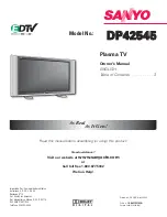 Sanyo DP42545 Owner'S Manual preview