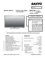 Preview for 1 page of Sanyo DP42740 - 42"Class 720p Plasma Service Manual