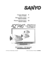 Sanyo DP42840 - 42" Diagonal LCD FULL HDTV 1080p Owner'S Manual preview