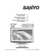 Sanyo DP52440 - 52" Diagonal LCD FULL HDTV 120Hz Owner'S Manual preview