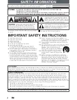 Preview for 2 page of Sanyo FWZV475F Owner'S Manual