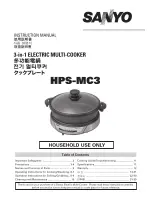 Sanyo HPS-MC3 - Versatile Cooker For Grilling Griddling Steaming Instruction Manual preview