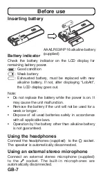 Preview for 8 page of Sanyo ICR-A181M Instruction Manual