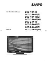 Предварительный просмотр 1 страницы Sanyo LCD-19K40 Instruction Manual