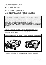 Sanyo LNS LNS-W03 Lens Replacement Manual preview