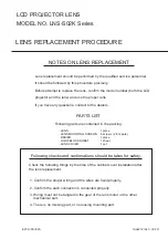 Sanyo LNS-S02K Series Lens Replacement Manual preview