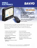 Preview for 1 page of Sanyo NV-E7000 - Portable GPS And Mobile DVD Entertainment System Specifications