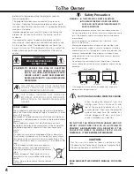 Preview for 4 page of Sanyo PDG-DHT8000L - 8000 Lumens Owner'S Manual