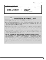 Preview for 69 page of Sanyo PDG-DHT8000L - 8000 Lumens Owner'S Manual