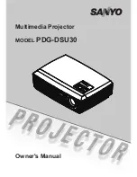 Preview for 1 page of Sanyo PDG-DSU30 - 2500 Owner'S Manual