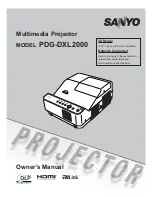 Sanyo PDG-DXL2000 - 2000 Lumens Owner'S Manual preview