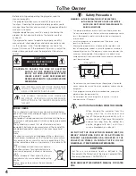 Preview for 4 page of Sanyo PLC HF15000L Owner'S Manual