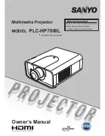 Preview for 1 page of Sanyo PLC-HP7000L Owner'S Manual