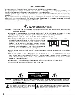 Preview for 2 page of Sanyo PLC-SE15 Owner'S Manual