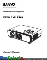 Sanyo PLC-SE20 Owner'S Manual preview