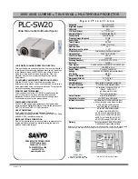 Preview for 1 page of Sanyo PLC-SW20 Specifications