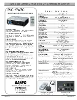 Sanyo plc sw30 - SVGA LCD Projector Specifications preview