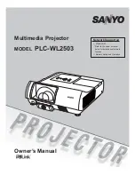 Sanyo PLC-WL2503 Owner'S Manual preview