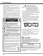 Preview for 4 page of Sanyo PLC-WL2503A Owner'S Manual