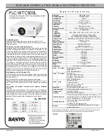 Sanyo PLC-WTC500L Specification Sheet предпросмотр