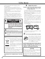 Предварительный просмотр 4 страницы Sanyo PLC-XF70 Owner'S Manual