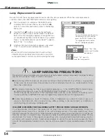 Preview for 54 page of Sanyo PLC-XL45 Owner'S Manual