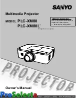 Sanyo PLC-XM80 Owner'S Manual preview